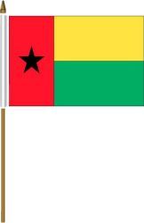 GUINEA BISSAU 4" X 6" INCHES MINI COUNTRY STICK FLAG BANNER ON A 10 INCHES PLASTIC POLE .. NEW AND IN A PACKAGE.