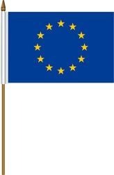 EUROPEAN UNION 4" X 6" INCHES MINI COUNTRY STICK FLAG BANNER ON A 10 INCHES PLASTIC POLE .. NEW AND IN A PACKAGE.