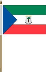 EQUATORIAL GUINEA 4" X 6" INCHES MINI COUNTRY STICK FLAG BANNER ON A 10 INCHES PLASTIC POLE .. NEW AND IN A PACKAGE.
