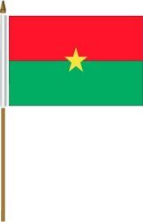 BURKINA FASO 4" X 6" INCHES MINI COUNTRY STICK FLAG BANNER ON A 10 INCHES PLASTIC POLE .. NEW AND IN A PACKAGE.