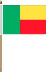 BENIN 4" X 6" INCHES MINI COUNTRY STICK FLAG BANNER ON A 10 INCHES PLASTIC POLE .. NEW AND IN A PACKAGE.