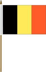 BELGIUM 4" X 6" INCHES MINI COUNTRY STICK FLAG BANNER ON A 10 INCHES PLASTIC POLE .. NEW AND IN A PACKAGE.
