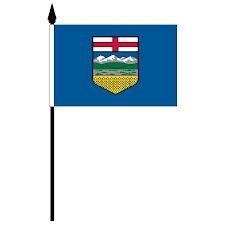 ALBERTA 4" X 6" INCHES MINI CANADIAN PROVINCE STICK FLAG BANNER ON A 10 INCHES PLASTIC POLE .. NEW AND IN A PACKAGE.