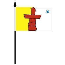 NUNAVUT 4" X 6" INCHES MINI CANADIAN TERRITORY STICK FLAG BANNER ON A 10 INCHES PLASTIC POLE .. NEW AND IN A PACKAGE.