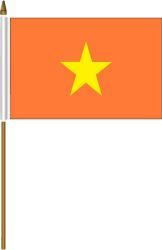 VIETNAM 4" X 6" INCHES MINI COUNTRY STICK FLAG BANNER ON A 10 INCHES PLASTIC POLE .. NEW AND IN A PACKAGE.