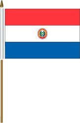 PARAGUAY 4" X 6" INCHES MINI COUNTRY STICK FLAG BANNER ON A 10 INCHES PLASTIC POLE .. NEW AND IN A PACKAGE.