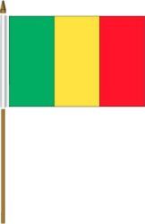 MALI 4" X 6" INCHES MINI COUNTRY STICK FLAG BANNER ON A 10 INCHES PLASTIC POLE .. NEW AND IN A PACKAGE.