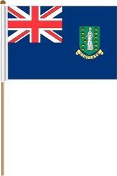 BRITISH VIRGIN ISLANDS LARGE 12" X 18" INCHES COUNTRY STICK FLAG ON 2 FOOT WOODEN STICK .. NEW AND IN A PACKAGE.
