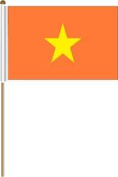 VIETNAM LARGE 12" X 18" INCHES COUNTRY STICK FLAG ON 2 FOOT WOODEN STICK .. NEW AND IN A PACKAGE.