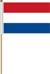 NETHERLANDS LARGE 12" X 18" INCHES COUNTRY STICK FLAG ON 2 FOOT WOODEN STICK .. NEW AND IN A PACKAGE.