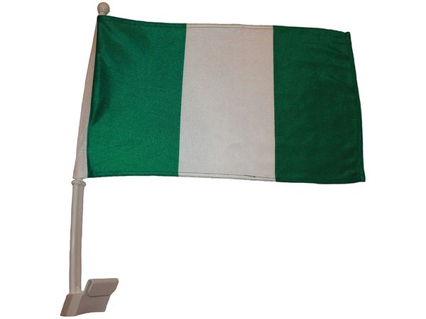NIGERIA 12" X 18" INCHES COUNTRY HEAVY DUTY WITH STICK CAR FLAG .. NEW AND IN A PACKAGE