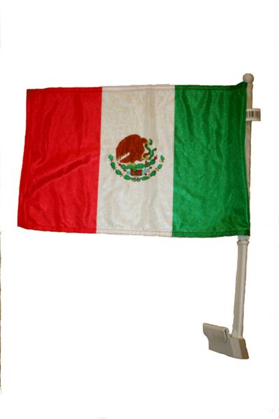 MEXICO 12" X 18" INCHES COUNTRY HEAVY DUTY WITH STICK CAR FLAG .. NEW AND IN A PACKAGE