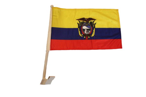 ECUADOR 12" X 18" INCHES COUNTRY HEAVY DUTY WITH STICK CAR FLAG .. NEW AND IN A PACKAGE