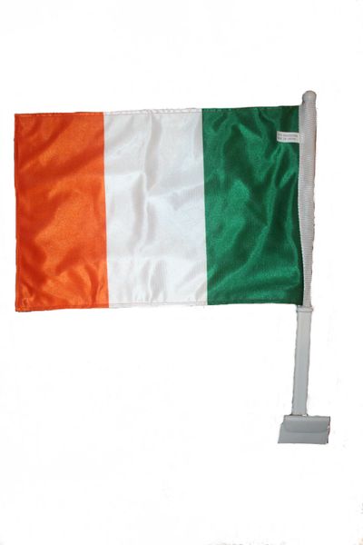 IRELAND 12" X 18" INCHES COUNTRY FLAG HEAVY DUTY WITH STICK CAR FLAG .. NEW AND IN A PACKAGE