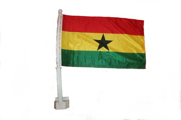 GHANA 12" X 18" INCHES COUNTRY FLAG HEAVY DUTY WITH STICK CAR FLAG .. NEW AND IN A PACKAGE