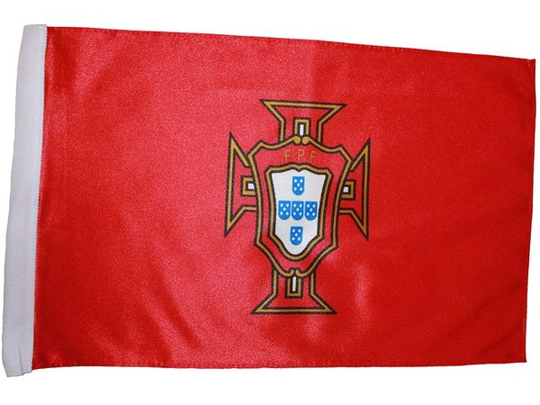 PORTUGAL RED 12" X 18" INCHES FPF LOGO FIFA SOCCER WORLD CUP HEAVY DUTY WITH SLEEVE WITHOUT STICK CAR FLAG .. NEW AND IN A PACKAGE