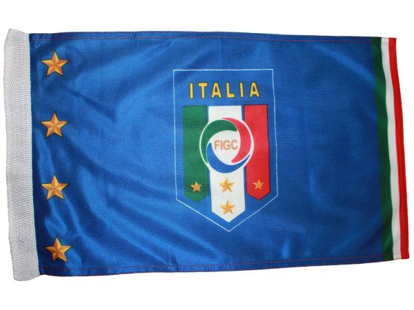 ITALIA ITALY 4 STARS 12" X 18" INCHES FIGC LOGO FIFA SOCCER WORLD CUP HEAVY DUTY WITH SLEEVE WITHOUT STICK CAR FLAG .. NEW AND IN A PACKAGE