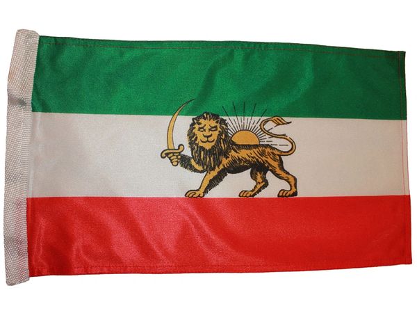 IRAN OLD PERSIAN LION 12" X 18" INCHES COUNTRY HEAVY DUTY WITH SLEEVE WITHOUT STICK CAR FLAG .. NEW AND IN A PACKAGE