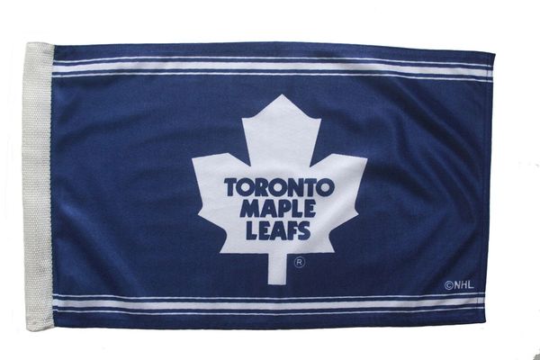 TORONTO MAPLE LEAFS 12" X 18" INCHES NHL HOCKEY LOGO HEAVY DUTY WITH SLEEVE WITHOUT STICK CAR FLAG .. NEW AND IN A PACKAGE
