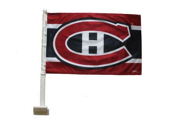 MONTREAL CANADIENS 12" X 18" INCHES NHL HOCKEY LOGO HEAVY DUTY WITH STICK CAR FLAG .. NEW AND IN A PACKAGE