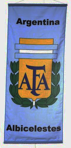 ARGENTINA "ALBICELESTES" , 2 STARS 46" X 20" INCHES AFA LOGO FIFA SOCCER WORLD CUP FLAG BANNER .. NEW AND IN A PACKAGE