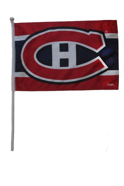 MONTREAL CANADIENS 12" X 18" INCHES NHL HOCKEY LOGO STICK FLAG .. NEW AND IN A PACKAGE