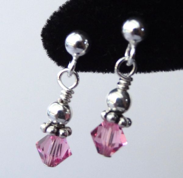 Sterling Silver Swarovski Crystal Birthstone Children Earrings, Flower Girls Earrings, Post, Stud, Tiny