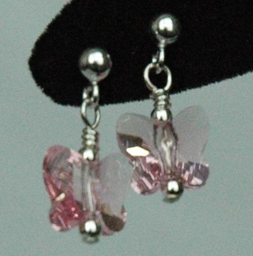 Light Pink Butterfly Earrings, Butterfly Post Stud Children Earrings, Flower Girl Earrings, Butterfly Earrings, Tiny Earrings