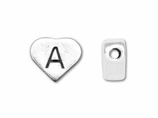 Monogram Sterling Silver Heart Initial Letter Bead