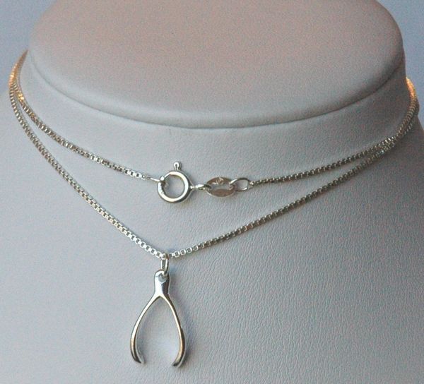 Sterling Silver Large Wishbone Necklace, LKucky Necklace, Wishbone Necklace, Wishbone Charm, Wish bone