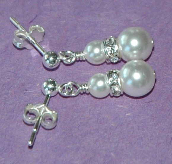 Elegant Children Swarovski Crystal Pearl Rondelle Earrings, Flower Girl Gift Earrings, Junior Bridesmaids Earrings