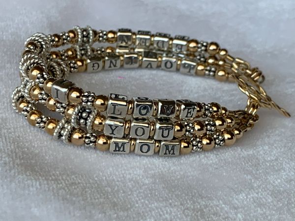 Family Gold and Sterling Silver Adult Bracelet, Mother Bracelet, Nana, Grandmother,Name Bracelet, Birthstone