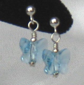 Aquamarine Butterfly Earrings, Butterfly Earrings, Crystal Butterfly Earrings, Blue Earrings, March Birthstone Earrings