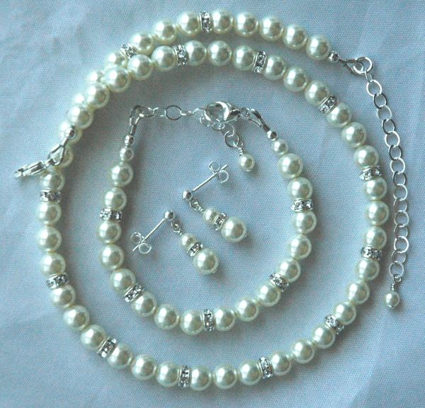 Elegant Children Swarovski Crystal Pearl and Rondelle Necklace/Bracelet/Earrings SET, Flower Girl Jewelry, First Communion Set, Confirmation