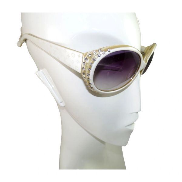 Vintage Louis Vuitton white plastic sunglasses w/rhinestone details | Alexandra&#39;s Designer ...