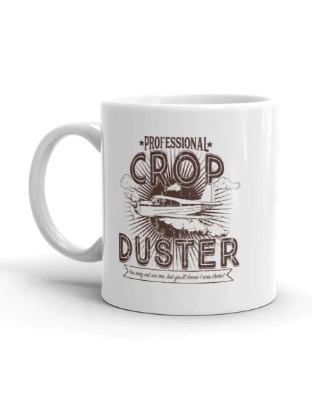Panvola Professional Crop Duster Funny Ceramic Mug – 11 Oz, White, Farming Humor Gift