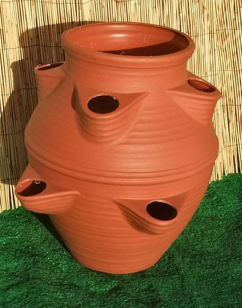 Large Garden Strawberry Planter Flower Pot Patio Terracotta colour