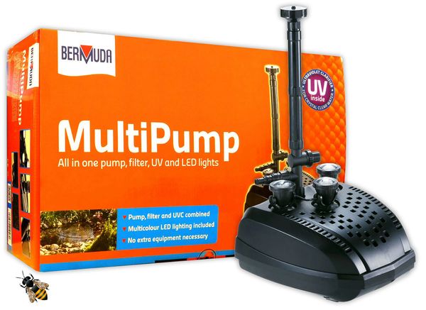 Pond Pump Fountain Filter UV and LED Lights Garden Fish Pond Bermuda MultiPump