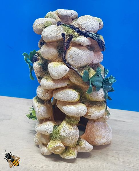 Sandstone Pebble Tower Cave Hide Plant Root Aquarium Ornament Fish Tank Bowl