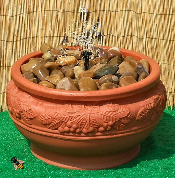 Water Feature Pebble Pool Fountain Garden Patio Outdoor Bowl Terracotta Colour