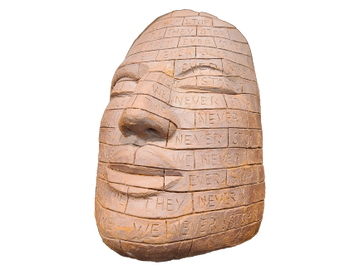 brick, head, brickhead, blockhead, rock, metal, recycle, steel, mold, art, artist, artwork, stone