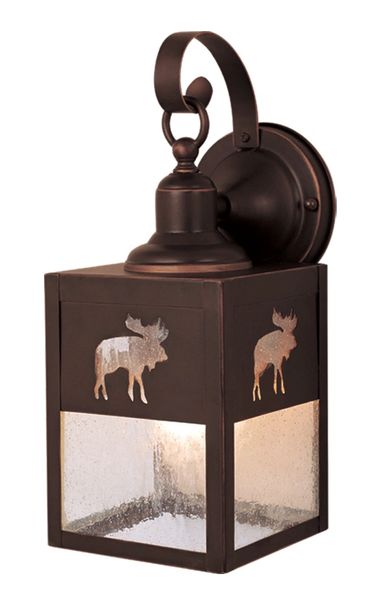 Moose 5 Outdoor Wall Light Burnished Bronze With Clear Seeded