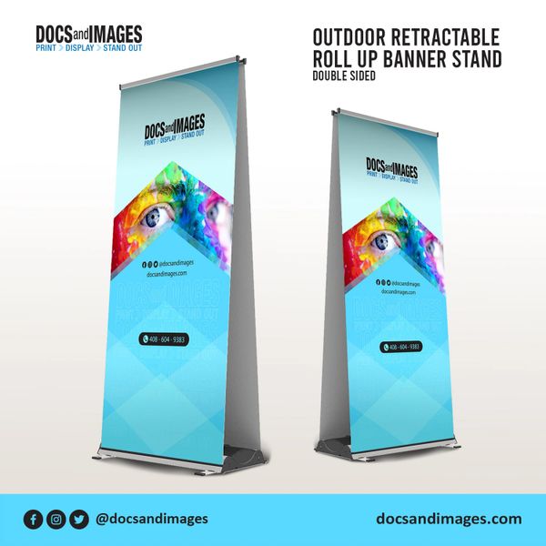 Adjustable Pole Sign Stands (Double Sided) - with Clamps Poster Display