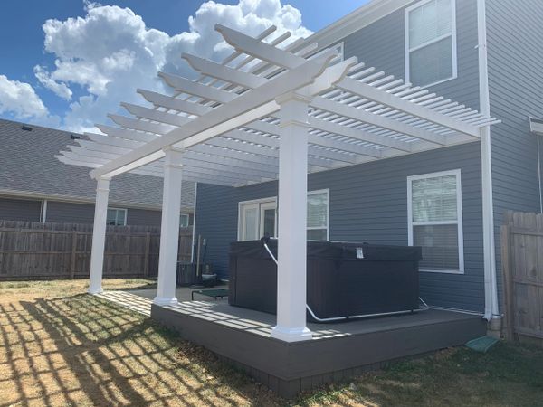 8' x 8' Pergola Attached to House - White Vinyl & Aluminum Pergola Kit