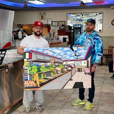 Personalized paintings and custom artwork commissioned by clients.