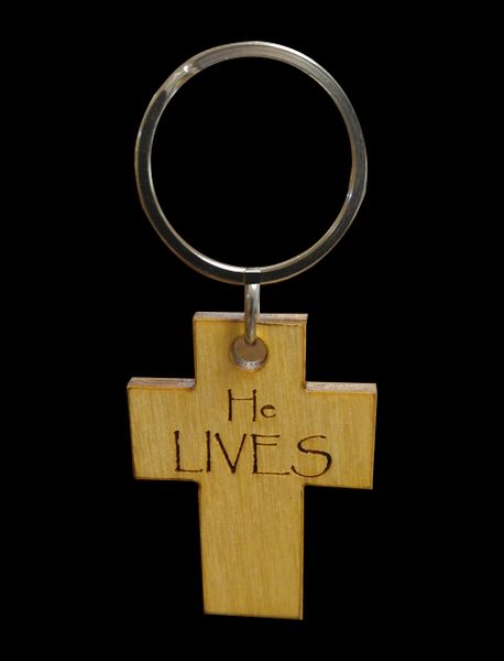 HE LIVES BIRCH KEY RING