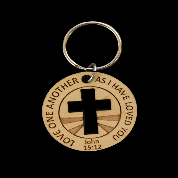JOHN 15:12 ROUND KEY RING