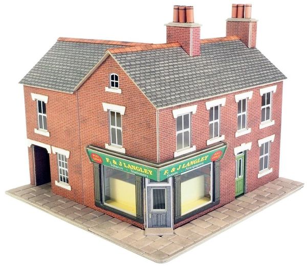 METCALFE .PO263 ..OO/HO..Red Brick.CORNER SHOP... Ready Cut Card Kit