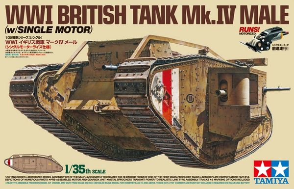 TAMIYA Item 30057.. 1/35 .. WW1 BRITISH TANK MK.1V MALE .. motorised