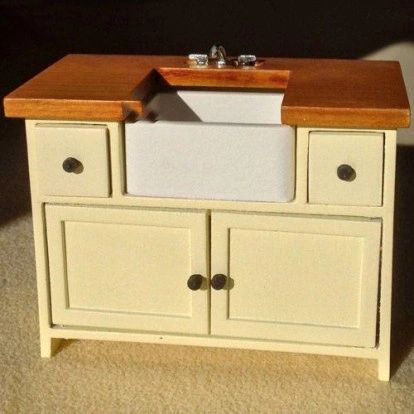 DOLLS HOUSE EMPORIUM 3127 1/12 CREAM SHAKER STYLE SINK UNIT